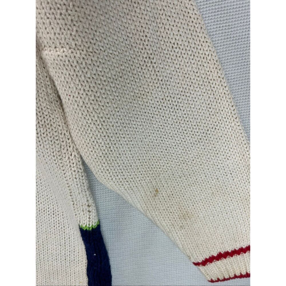 Vtg Casual Corner Christmas Sweater M Hand Knit Bear Tree Beaded Cottage Holiday - Picture 14 of 16